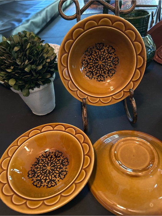 Homer Laughlin Other - Vintage Homer Laughlin Coventry Castilian Dessert Bowls Set of 3 Gold Brown MCM
